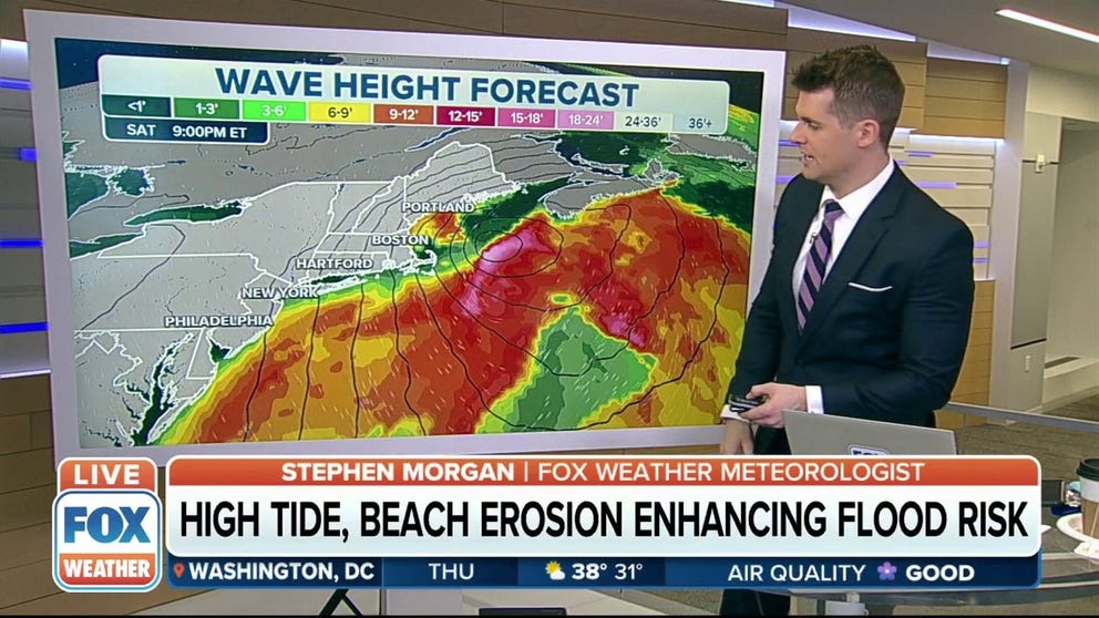 A large portion of the Northeast coast could face a significant threat of coastal flooding, high surf and beach erosion. Astronomical tides will already be running high this weekend as we approach a new moon, which will only make these threats worse. 