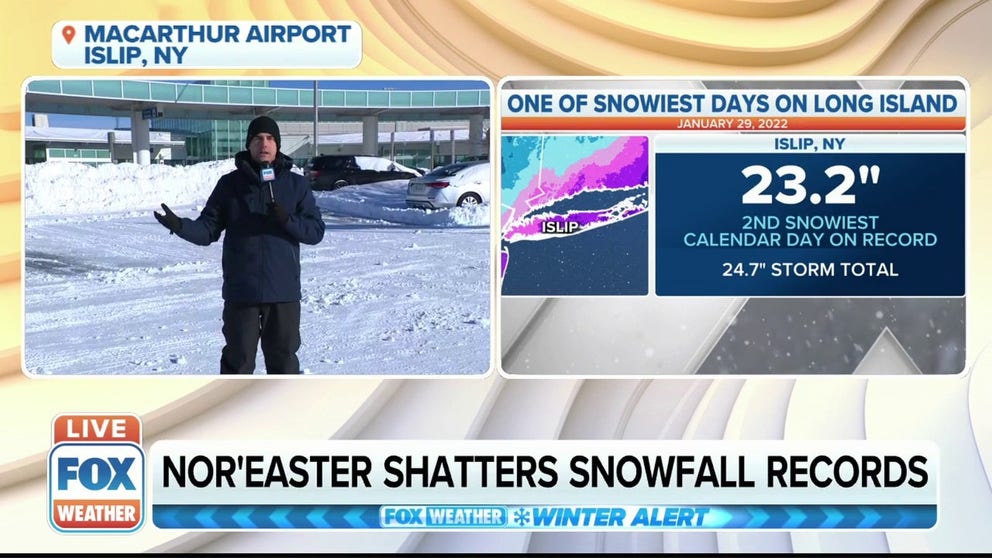 FOX Weather's Steve Bender is in Islip, New York, where the town saw one of its snowiest days on record. 