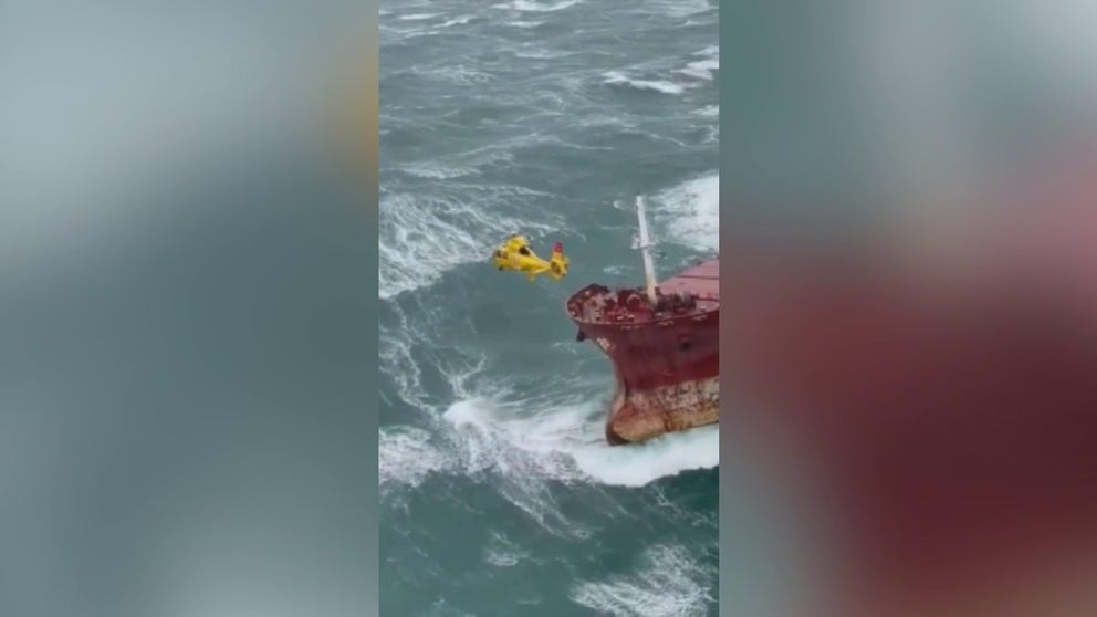 The Belgian Air Force releases footage of a rescue that occurred off the coast of IJmuiden, Netherlands. An 18-person crew was brought to safety after its cargo ship collied into an oil tanker.  
