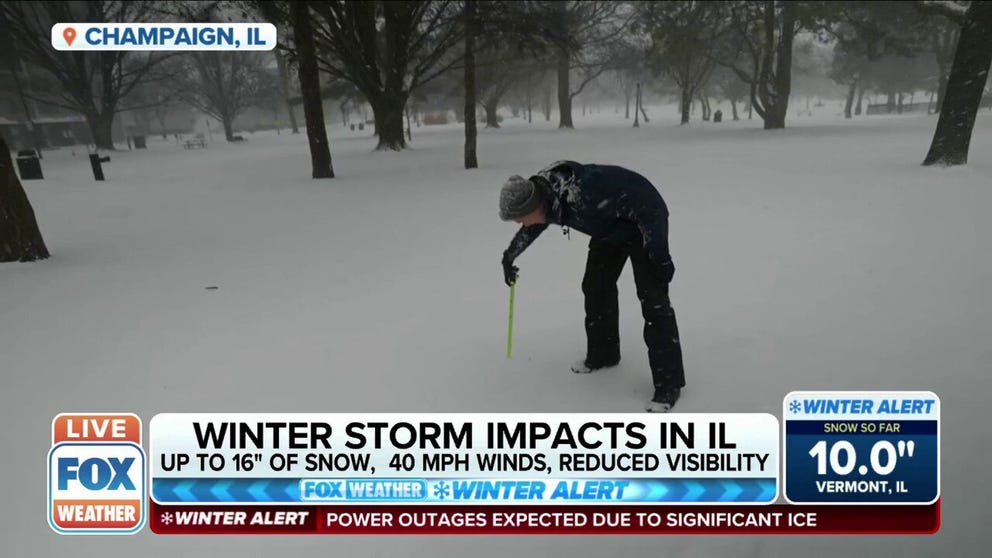FOX Weather correspondent Max Gorden is in Champaign, Illinois, where a winter storm could produce 16 inches of snow and 40 mph winds across Central Illinois. 