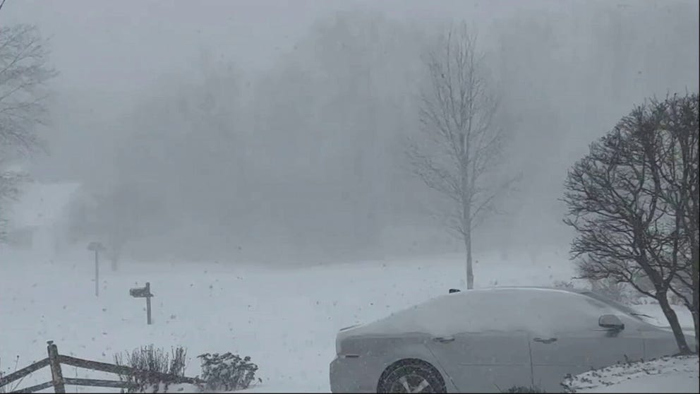 Twitter user Wx_Geek shared this video of heavy snow in Bloomington, Illinois, with FOX Weather.