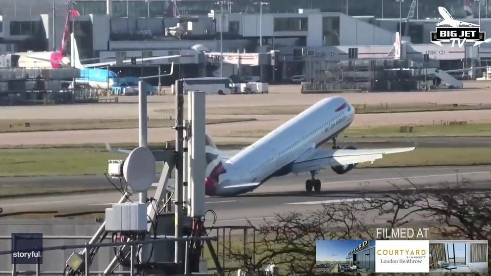 A British Airways jet wobbled then had its tail strike the runway while trying to land during high winds in London on Monday. (Video: Big Jet TV via Storyful)