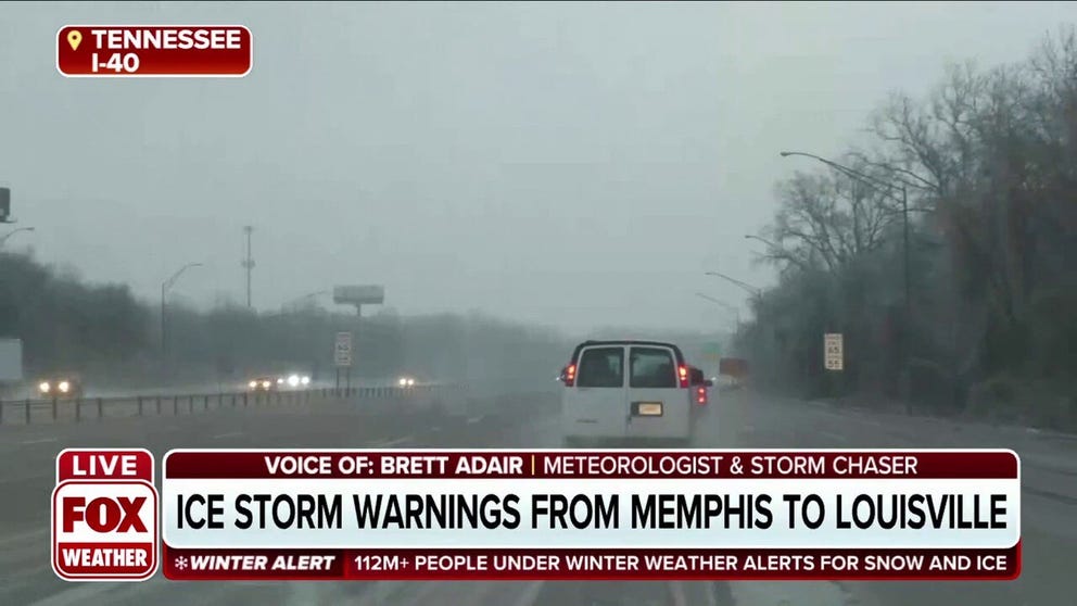 Meteorologist and Storm Chaser, Brett Adair, gave FOX Weather a first-hand look at road conditions in Tennessee along I-40. 