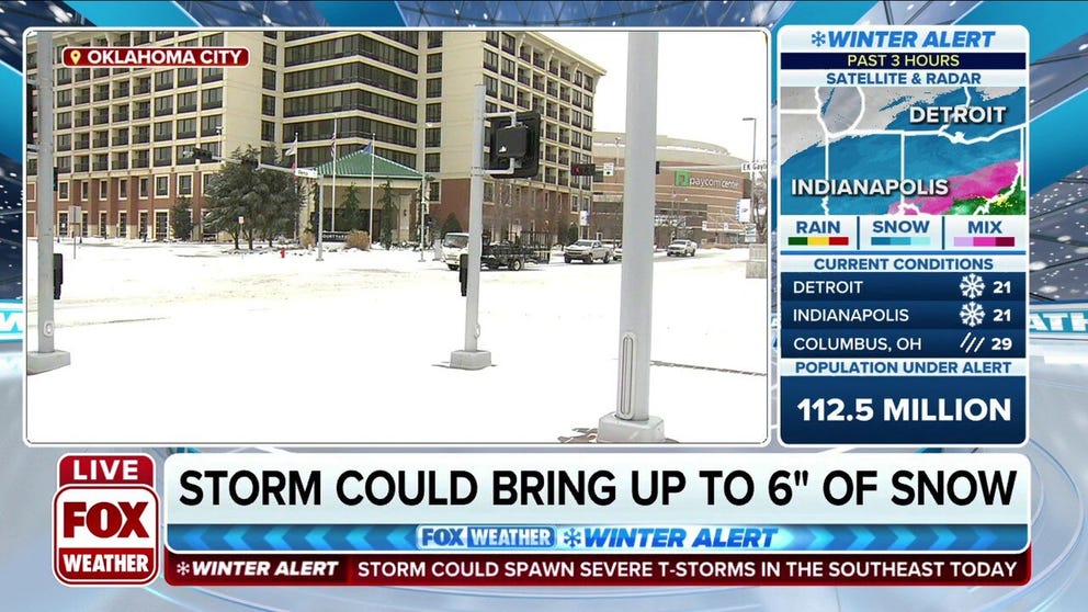 Oklahoma could see up to six inches of snow from this powerful winter storm. 