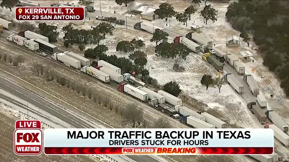 Hundreds of vehicles have been stranded Friday because of icy conditions on a stretch of Interstate 10 in Texas.