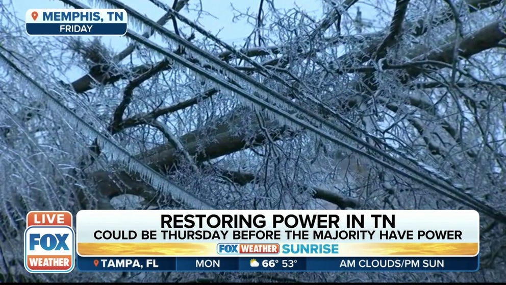 Last week's ice storm could leave most people without power in Memphis until Thursday. 