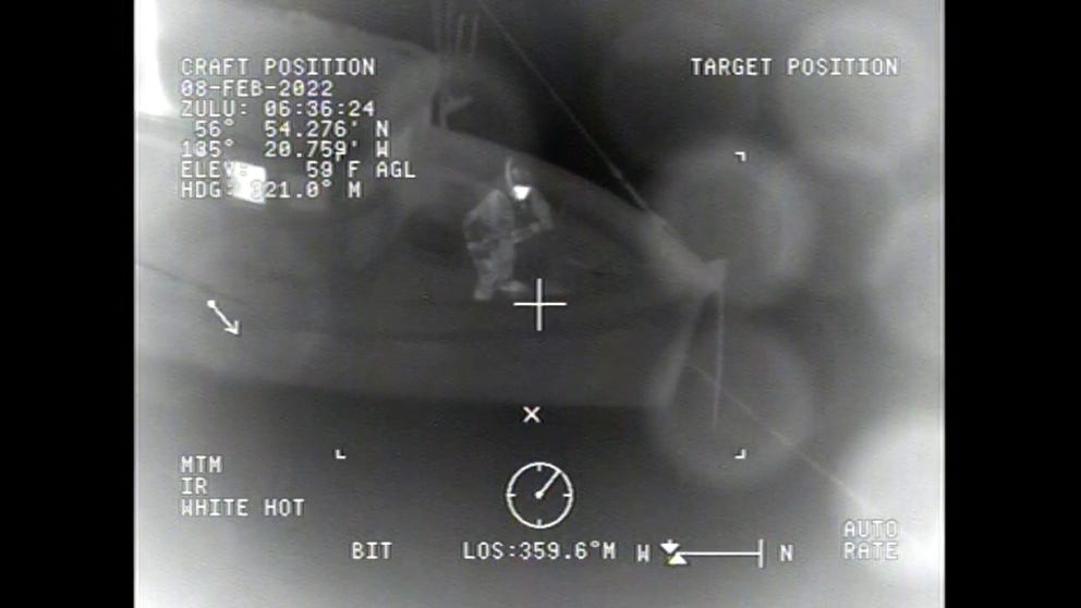 Coast Guard braved winds of around 55 mph to rescue the crew of a sinking boat