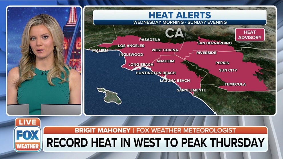 The National Weather Service issues a heat advisory for the Southern California coastline. Record heat is possible for The Golden State on Thursday. 