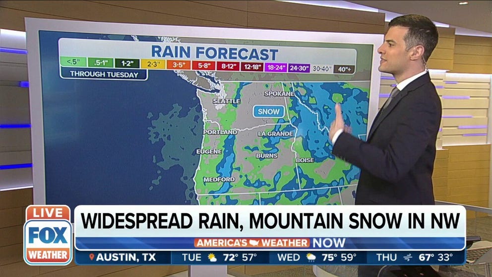 Oregon and Washington could see up to an inch of rain and a foot of snow.