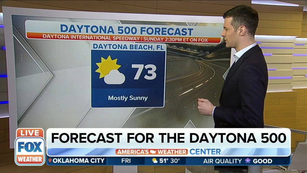 FOX Weather’s Ian Oliver with the forecast for Sunday’s NASCAR motor race event. 