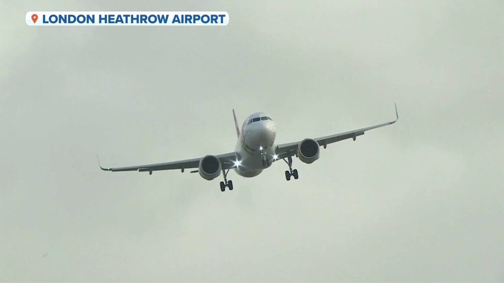 Planes were having trouble landing amid high winds from Storm Eunice at London Heathrow Airport.