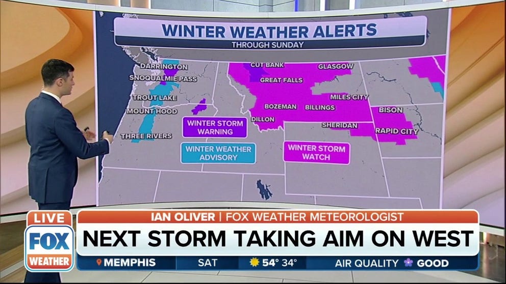 A storm system will move into the Pacific Northwest Saturday evening into Sunday, bringing rain and snow to the higher elevations.
