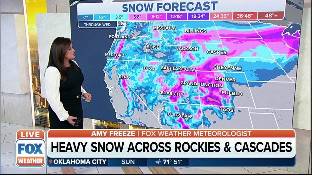 A storm system is bringing rain and snow to the western United States through Tuesday.