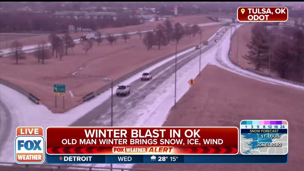 The wintry mix from the week's second winter storm has made its way to Tulsa, Oklahoma. 