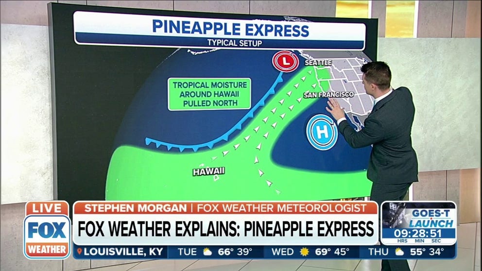 FOX Weather meteorologist Stephen Morgan explains what a Pineapple Express is and its typical setup. 