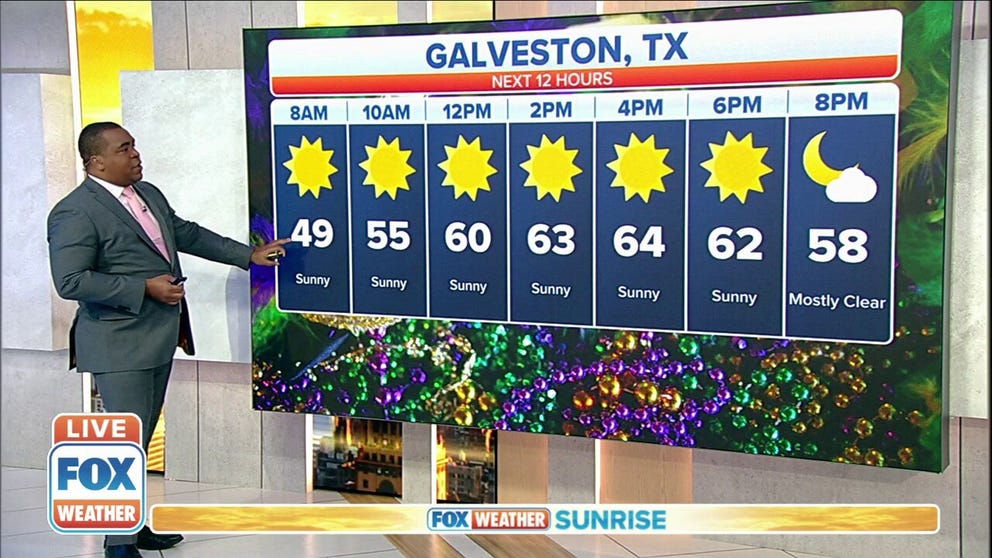 FOX Weather meteorologist Jason Frazer gives a Fat Tuesday forecast for various cities celebrating Mardi Gras. 