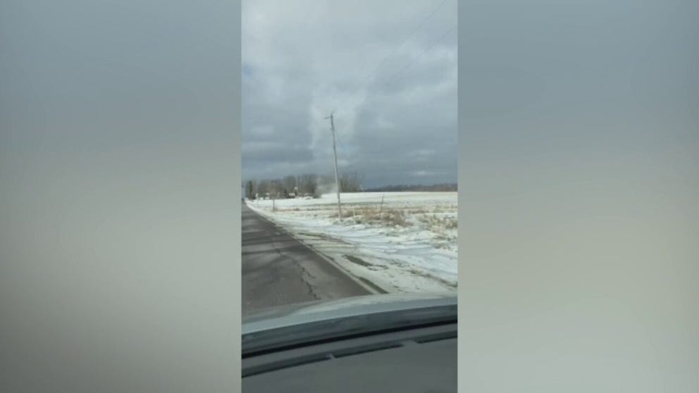Video shows a rare ‘snownado’ picking up snow in Wisconsin Dells, Wisconsin. (Video courtesy: Troy Nelson / Storyful)