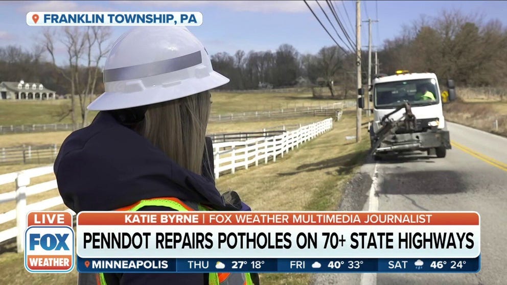 FOX Weather multimedia journalist Katie Byrne is in Chester County, PA where PennDOT has started pothole repairs on state highways. 