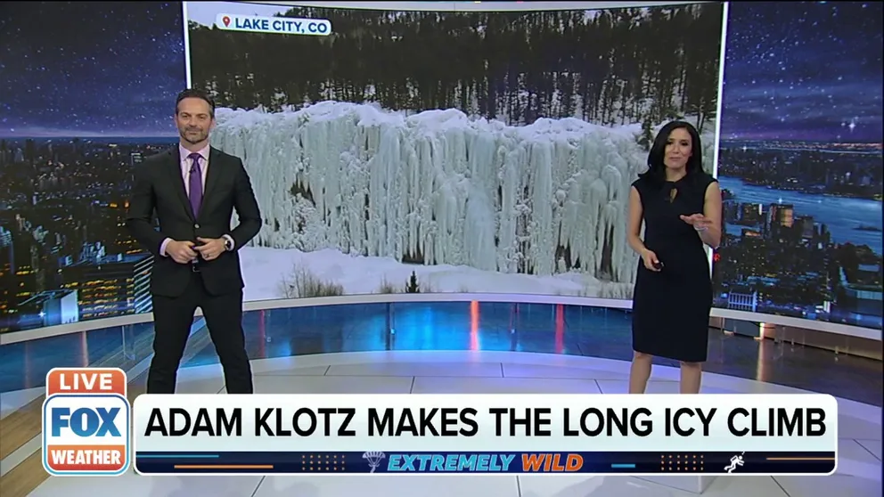 Watch FOX Weather's Adam Klotz start his 110 foot climb up a wall of ice.