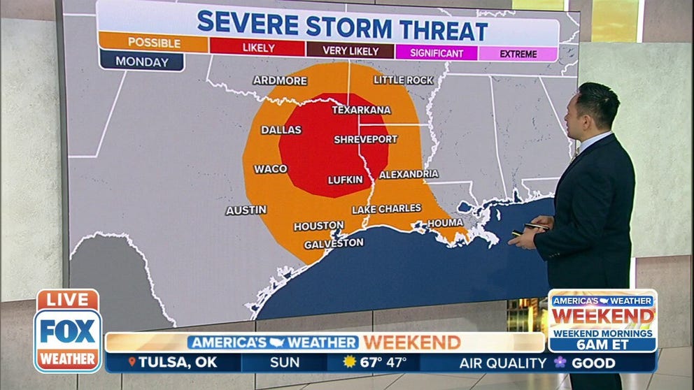 The southern U.S. is under the threat of severe weather at the beginning and end of the week.
