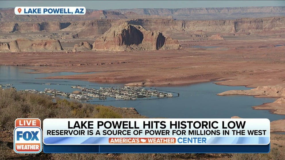 Lake Powell's fall to below 3,525 feet puts it at its lowest level since the lake filled.