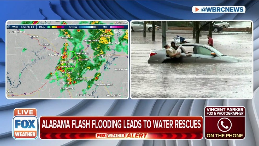 FOX 6 photographer Vincent Parker saved a woman from high floodwaters in Birmingham, Alabama, as forecasters warned of "life-threatening" flash flooding in the area.