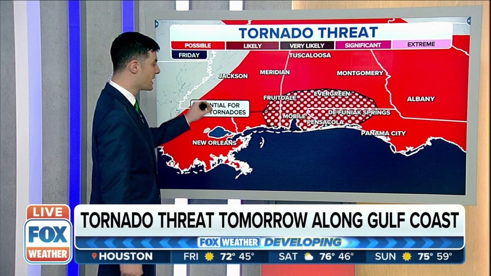 Gulf Coast under Tornado Threat Friday, potential for at least EF-2 ...