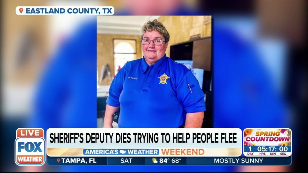 Authorities announced Friday an Eastland County deputy was killed when trying to guide people to safety ahead of fast-moving brush fires across The Lone Star State. Police believe Deputy Barbara Fenley lost control of her vehicle in the thick smoke while checking on the elderly in Carbon, Texas and was overcome by flames.