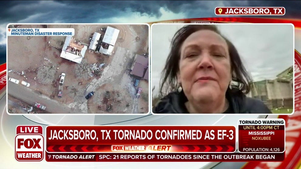 Jacksboro, Texas resident Gay Bumpas tells FOX Weather how lucky she and her family are to be alive after an EF-3 tornado damaged her house and neighborhood