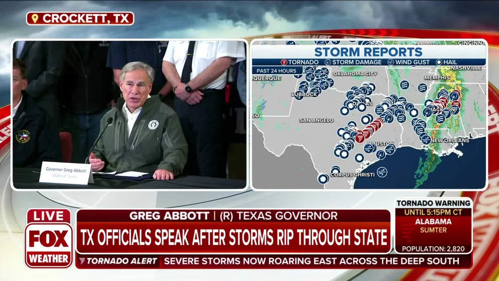 Texas Gov. Greg Abbott provides an update after The Lone Star State was hit hard by severe storms and tornadoes.