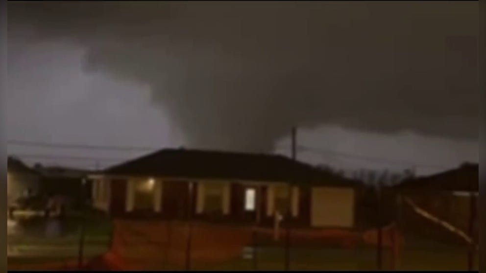 Incredible video shows a large tornado moving through Chalmette, Louisiana on March 22.  