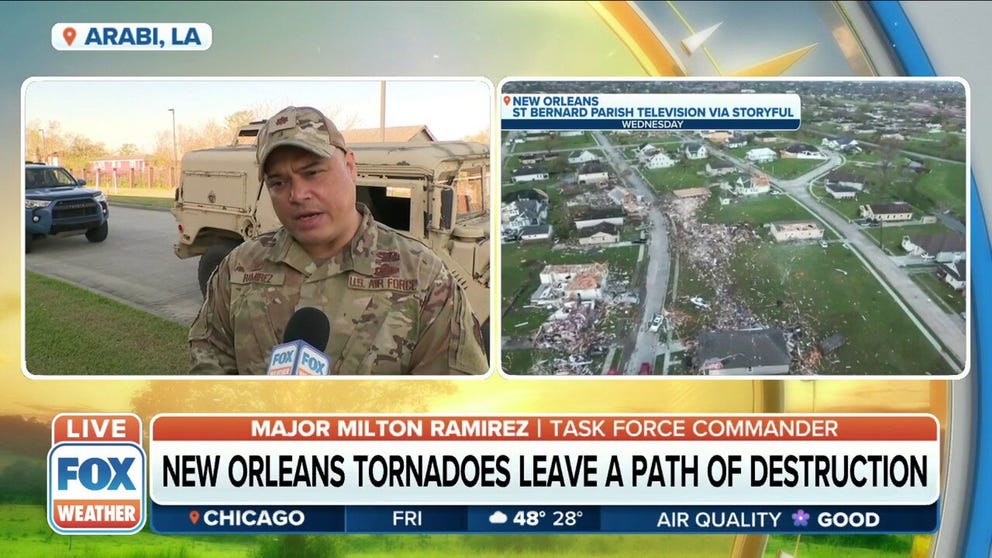 The National Guard is on the ground helping out with clean-up and recovery efforts in New Orleans in the aftermath of the deadly tornado this week. 