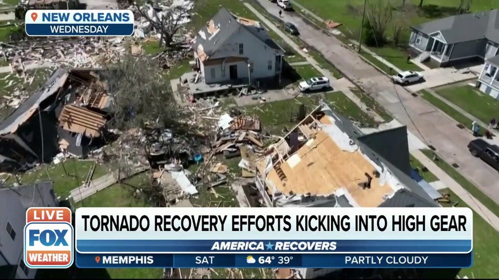 Recovery efforts are underway after the three-day tornado outbreak that ravaged communities across the South. The strongest twister hit the New Orleans suburb of Arabi. The National Weather Service said the tornado was packing peak winds of 160 mph. FOX Weather's Mitti Hicks is in Arabi with the latest.
