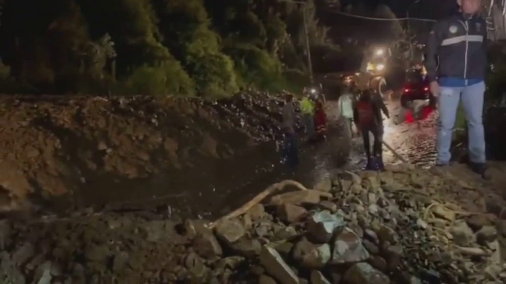 The Mayor of Cuenca, Ecuador posted this video. He and villagers pass rescued children across the mud. As night falls, equipment makes little progress clearing the mud.