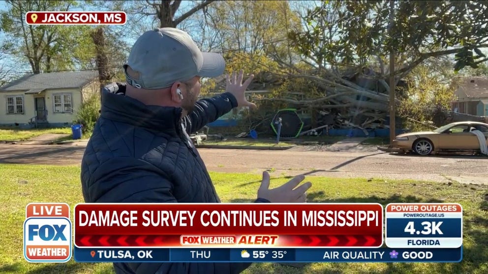 Jackson, MS saw isolated pockets of damage from the severe storm on Wednesday. FOX Weather multimedia journalist Will Nunley reports. 