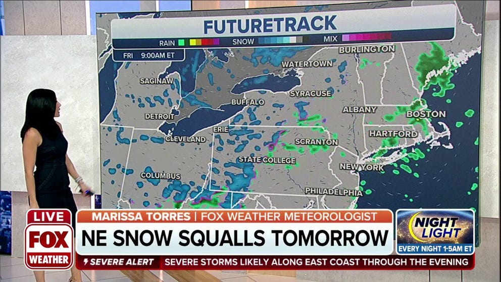 Western New York and western Pennsylvania will see the threat for snow squalls on Friday. 