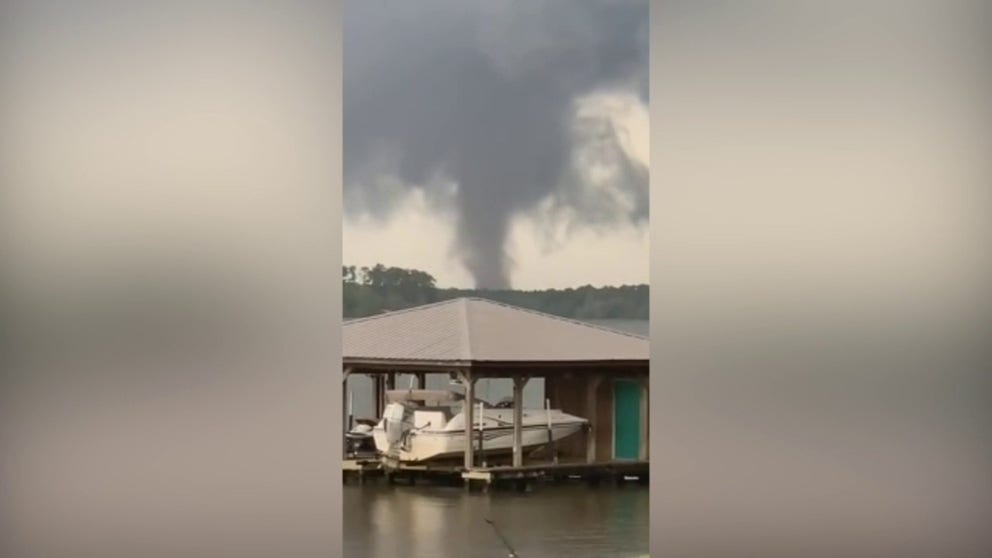 A tornado touches down near Lake Blackshear, GA on Wednesday, April 6.
