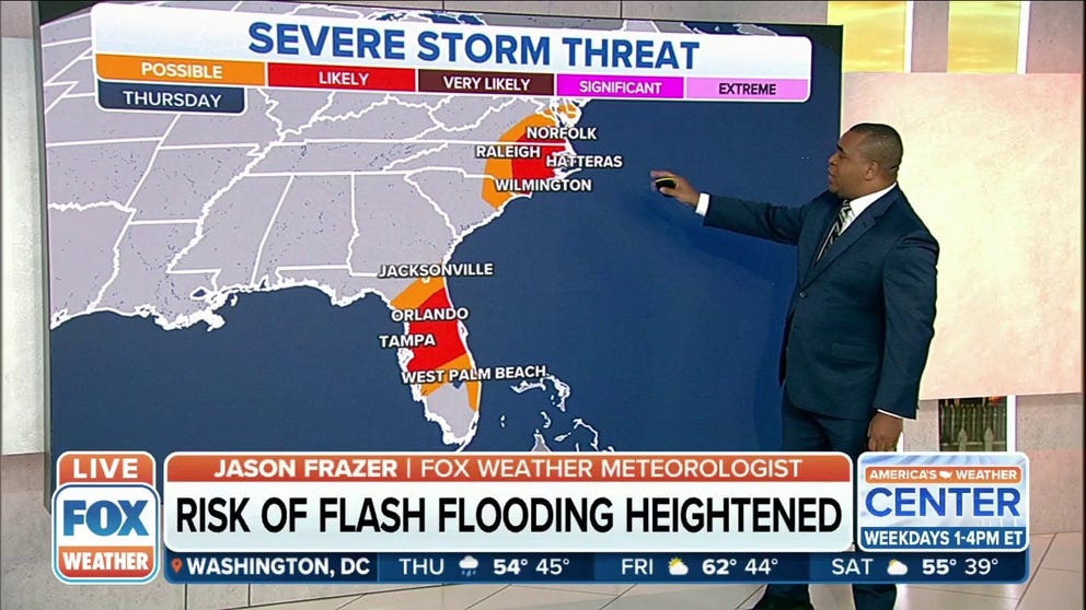 Severe weather threat shifts to Southeast, Mid-Atlantic on Thursday ...