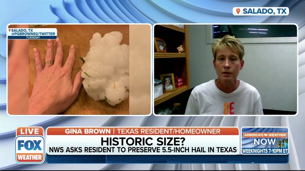 The NWS has asked Texas resident/homeowner Gina Brown to preserve the giant hailstone. 
