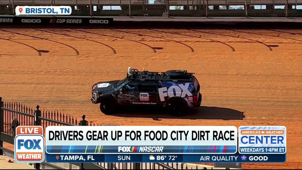 The Food City Dirt Race takes place Easter Sunday and the FOX Weather Beast got to take a lap around the iconic dirt track. 