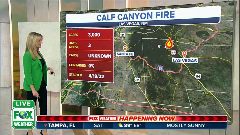 The Calf Canyon Fire has spread to more than 3,000 acres and led to dozens of evacuations in Northern New Mexico. The blaze is zero percent contained. 