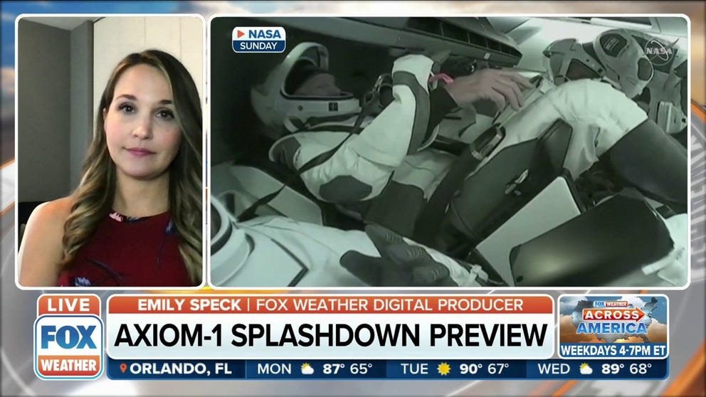 FOX Weather Digital Producer Emilee Speck gives a preview of the Axiom-1 crew splashdown. 