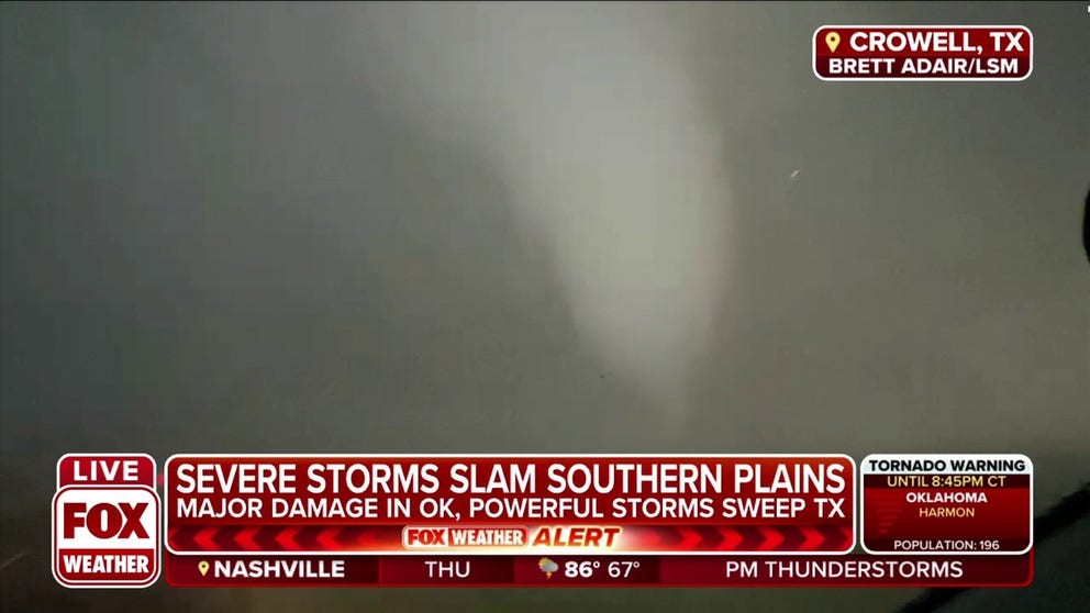 Storm chaser films tornado on the ground in Crowell, TX Latest