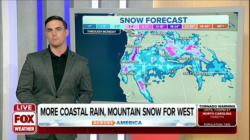Coastal rain and mountain snow expected to continue in the West over the weekend. The Cascades and Northern Rockies look at significant snow. 