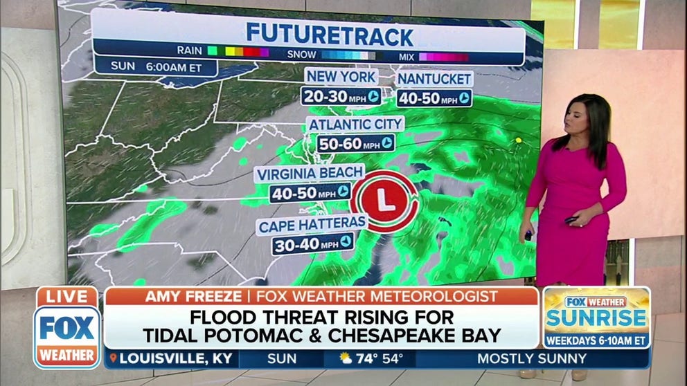 A storm system off the East Coast will bring the threat of flooding to parts of the region.