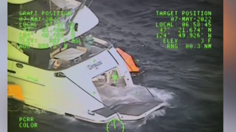 A Coast Guard cutter rescues 7 stuck on a disabled yacht 25 miles off the coast of Washington Saturday.