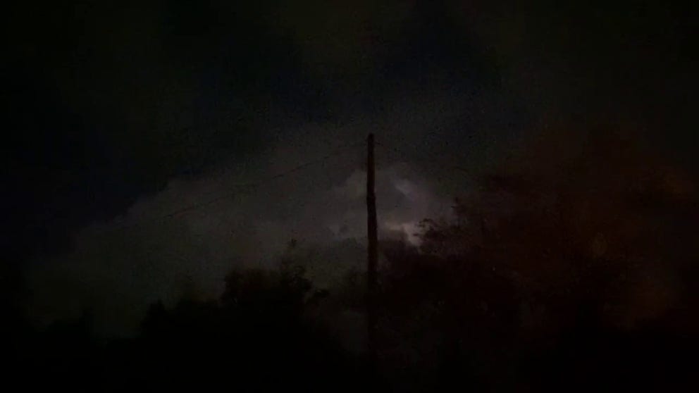 A thunderstorm near Moulton, Alabama woke residents early Sunday morning.