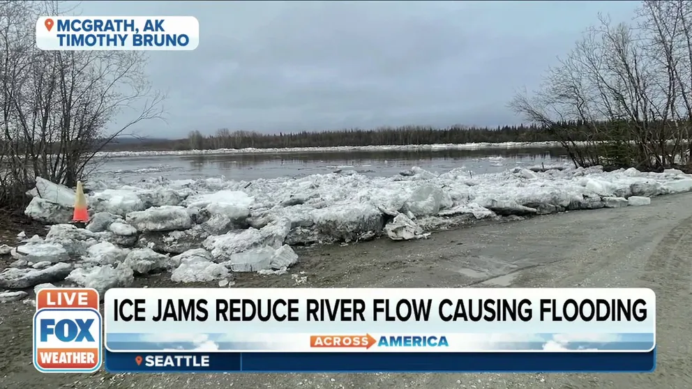 Administrator with the City of McGrath Sarah McClellan-Welch on how ice jams have resulted in water flooding over riverbanks in her community.
