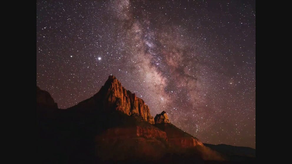 Stunning timelapse footage showing the Milky Way in the night sky at Zion National Park, Utah, was posted to Facebook by the US Department of Interior on May 17. The department said it was recorded by park ranger Avery Sloss.
