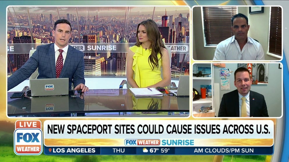 Peter Maestrales, Chief executive officer of Charter Broker Airstream Jets, and Adam Bouchard, Vice President of Operations at Tampa International Airport, joined FOX Weather Sunrise to explain why space launches are causing flight delays in Florida.